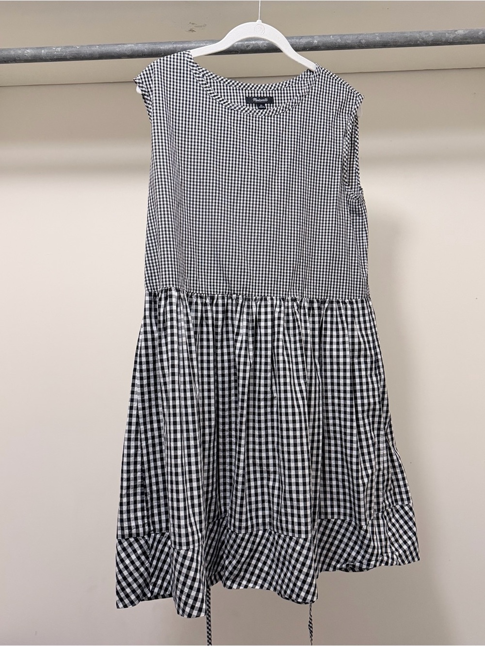 Madewell Black & White Gingham Sleeveless Mini Dress